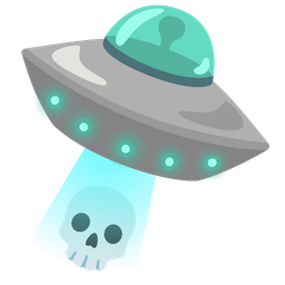 flying saucer and skull