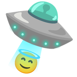 Flying saucer and Smiling face with halo