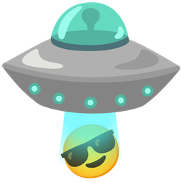 flying saucer and smiling face with sunglasses