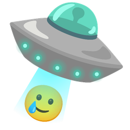 Flying saucer and Smiling face with tear