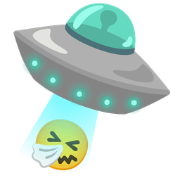 flying saucer and sneezing face