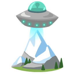 flying saucer and snow-capped mountain
