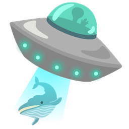 flying saucer and spouting whale