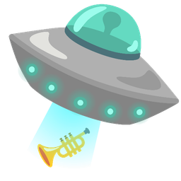 flying saucer and trumpet