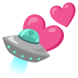 flying saucer and two hearts