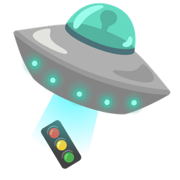 flying saucer and vertical traffic light