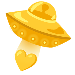 flying saucer and yellow heart