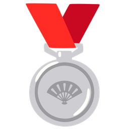 folding hand fan and 2nd place medal