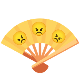 folding hand fan and angry face
