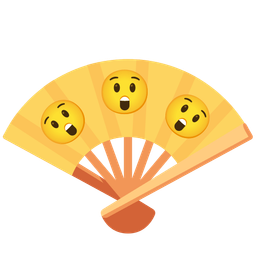 folding hand fan and astonished face