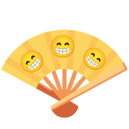 Folding hand fan and Beaming face with smiling eyes