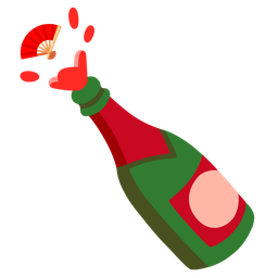 folding hand fan and bottle with popping cork
