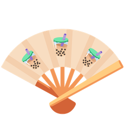 folding hand fan and bubble tea