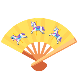 folding hand fan and carousel horse