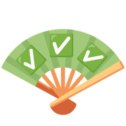 folding hand fan and check mark button