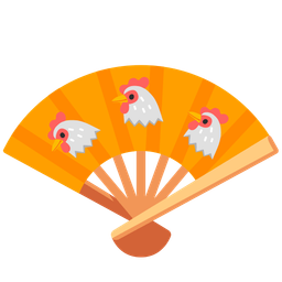folding hand fan and chicken