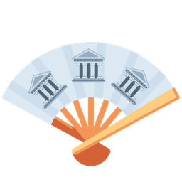 folding hand fan and classical building