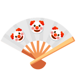 folding hand fan and clown face