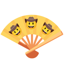 folding hand fan and cowboy hat face
