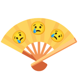 folding hand fan and crying face