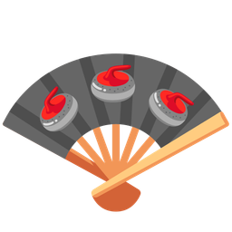 folding hand fan and curling stone