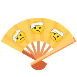 folding hand fan and face with head-bandage