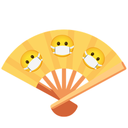 folding hand fan and face with medical mask