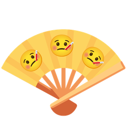 folding hand fan and face with thermometer