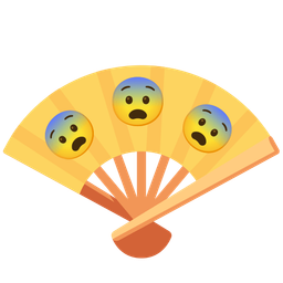 folding hand fan and fearful face