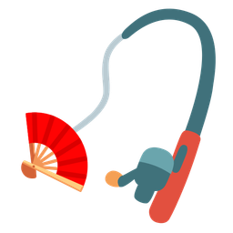 folding hand fan and fishing pole