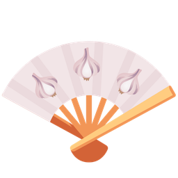 folding hand fan and garlic