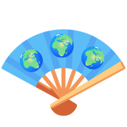 folding hand fan and globe showing Europe-Africa