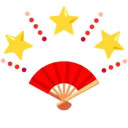 folding hand fan and glowing star