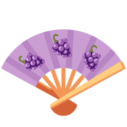 folding hand fan and grapes