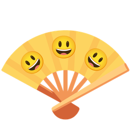 Folding hand fan and Grinning face with big eyes