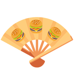 folding hand fan and hamburger
