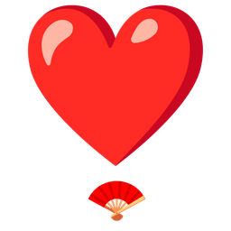folding hand fan and heart exclamation