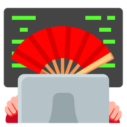 folding hand fan and laptop