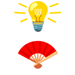 folding hand fan and light bulb