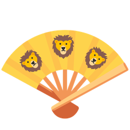 folding hand fan and lion