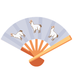 folding hand fan and llama