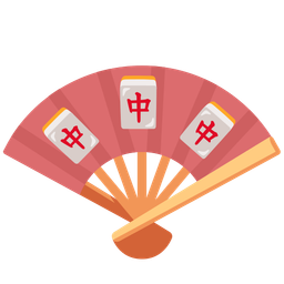 folding hand fan and mahjong red dragon