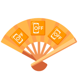 folding hand fan and mobile phone off