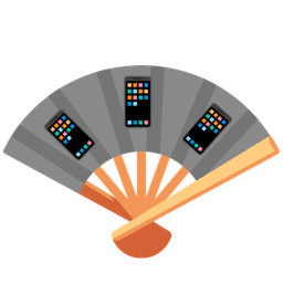 folding hand fan and mobile phone