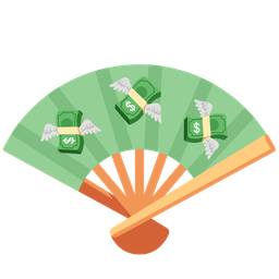 folding hand fan and money with wings