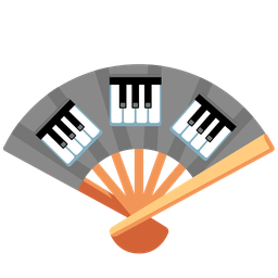 folding hand fan and musical keyboard