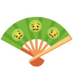 folding hand fan and nauseated face