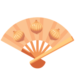 folding hand fan and onion