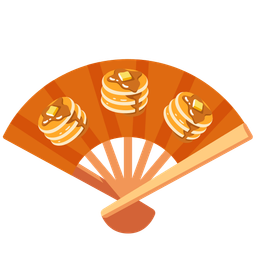 folding hand fan and pancakes