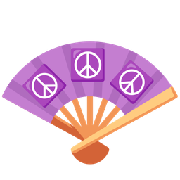 folding hand fan and peace symbol